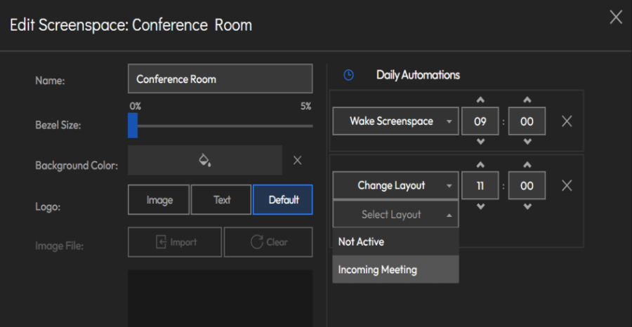 automated scheduled screenspace layouts