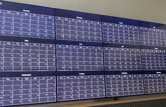 calendar on multi screen video walls