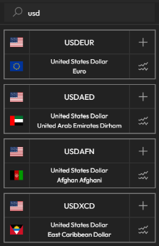 search add forex, crypto, commodity pairs