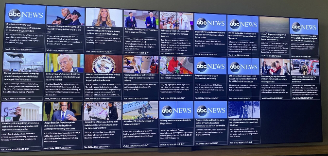 rss feeds as news on multi screen video walls