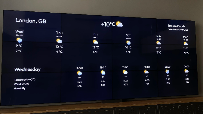 weather displays on multi screen video walls