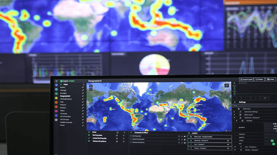 multi layered map editor and controller for video walls