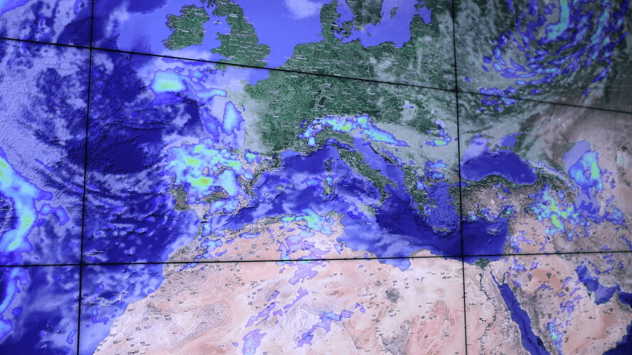 weather cast map on video wall
