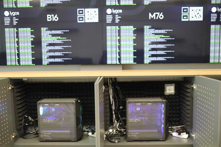 commercial pcs connected to video wall screens